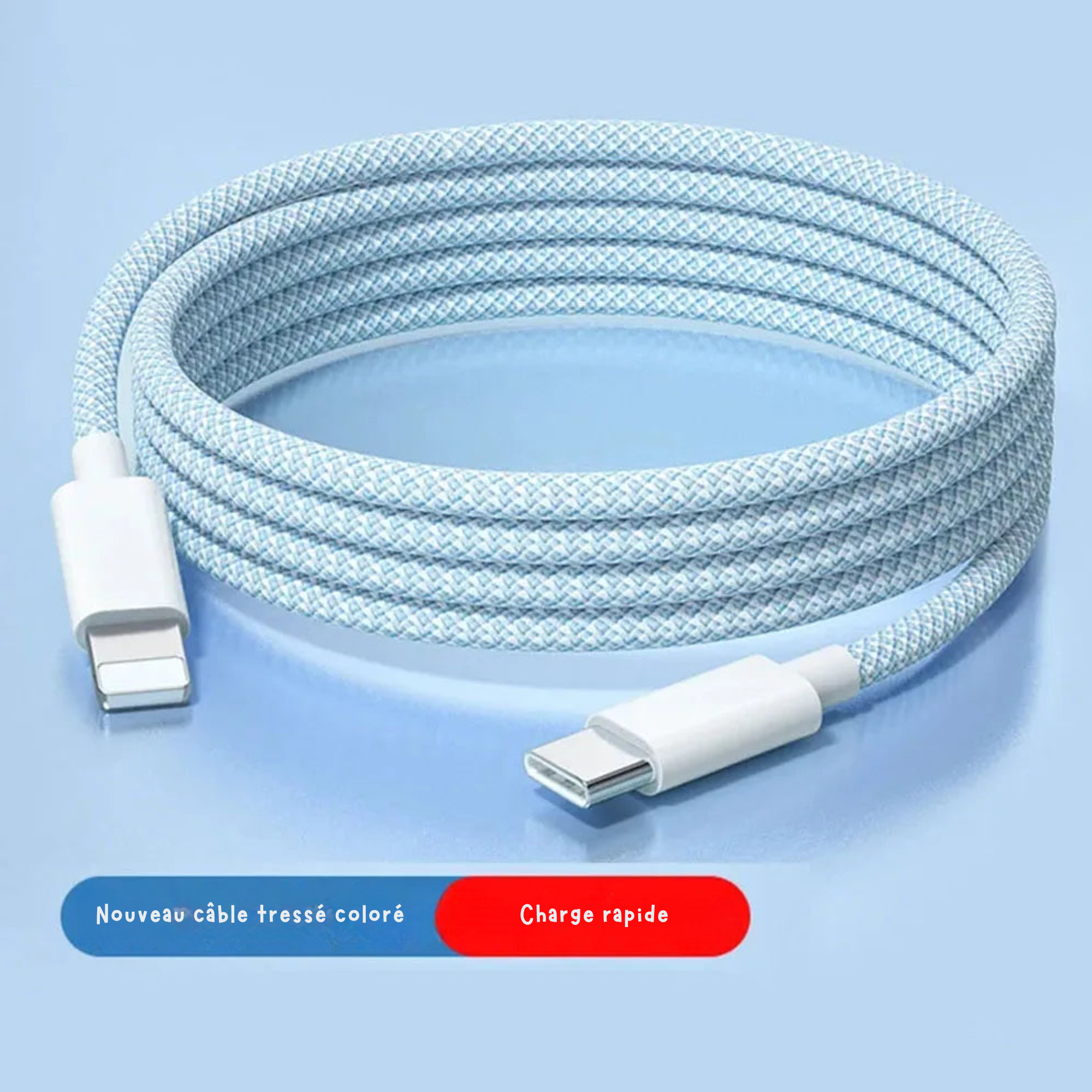 Câble USB-C vers Lightning tressé