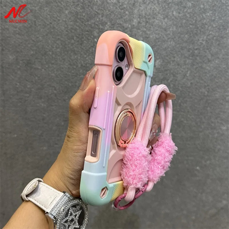 Coque iPhone Anti-Chute avec Lanière & Support