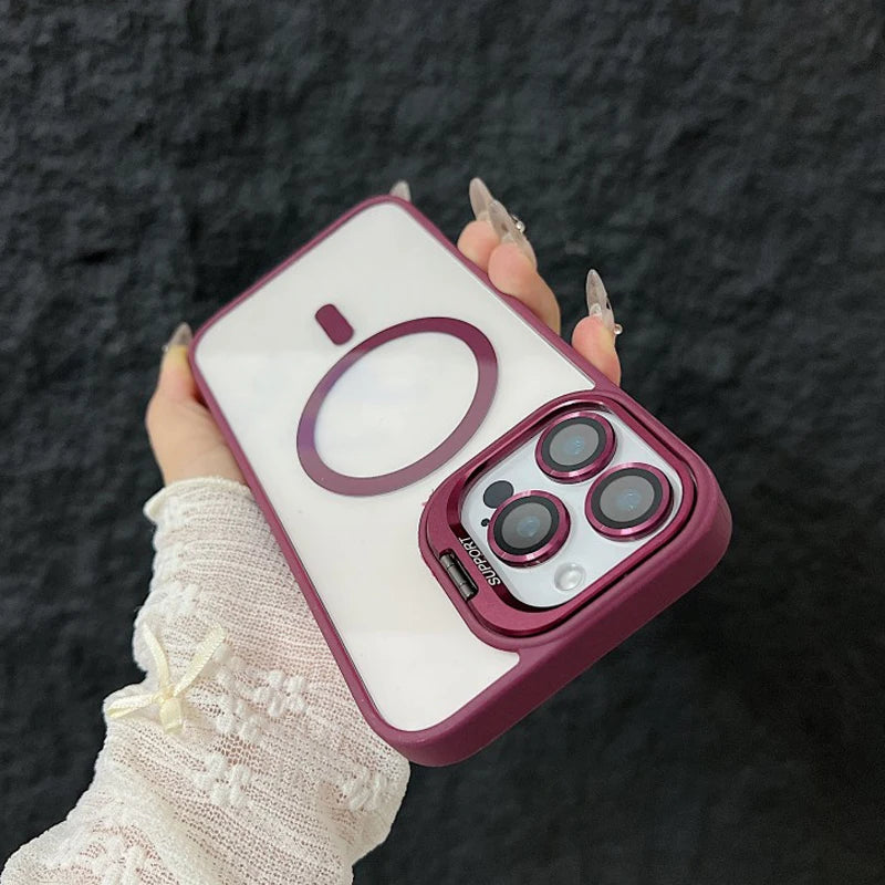 Coque iPhone MagSafe Cadre Luxe + Protection Caméra Verre