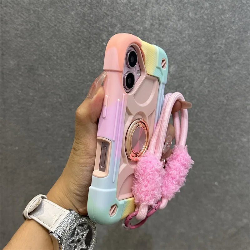 Coque iPhone Anti-Chute avec Lanière & Support